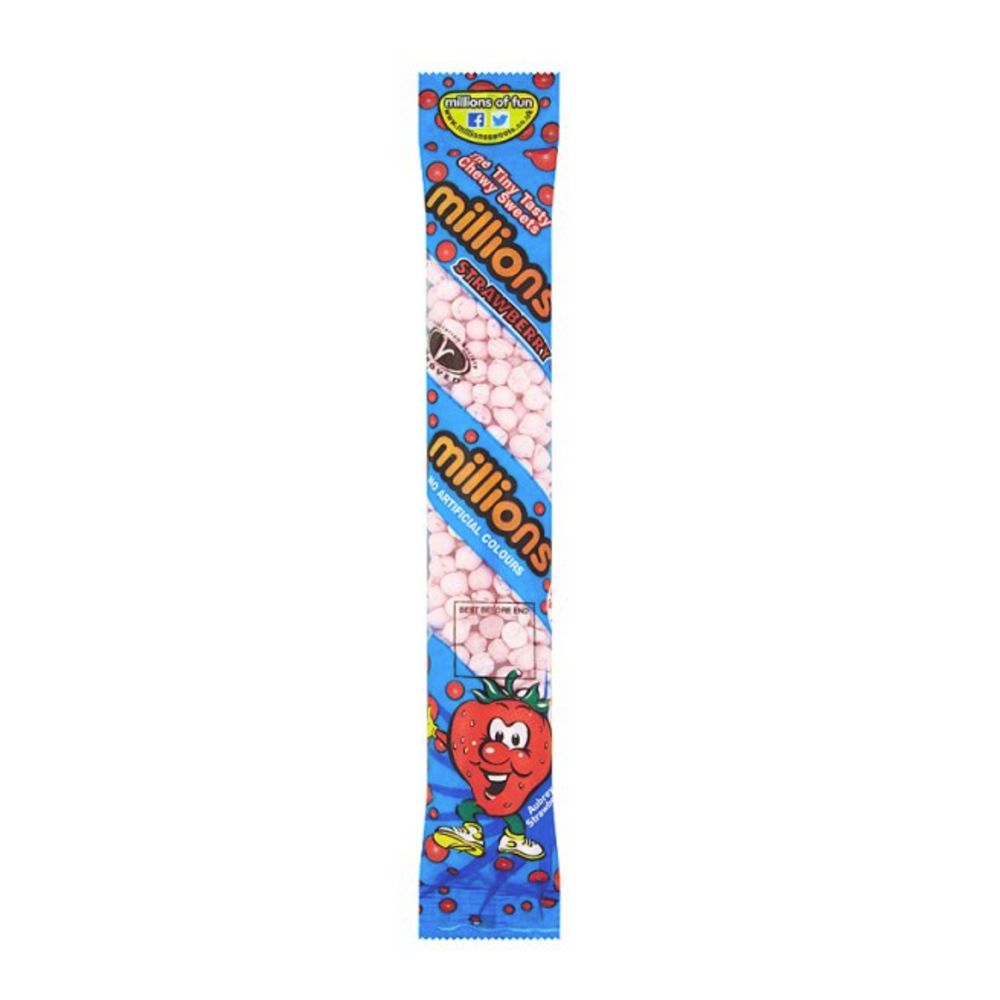 Millions Strawberry, caramelle dure alla fragola da 55g