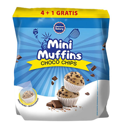 Confezione da 125g, mini muffins con gocce di cioccolato.