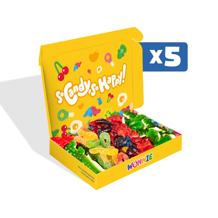 Wunnie box "So Candy, So Happy", 5 scatole di caramelle gommose in gusti assortiti da 480g