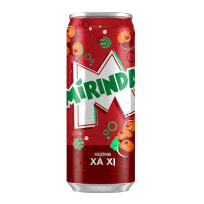 Confezione da 320ml, bevanda gassata al gusto di sarsaparilla Mirinda.