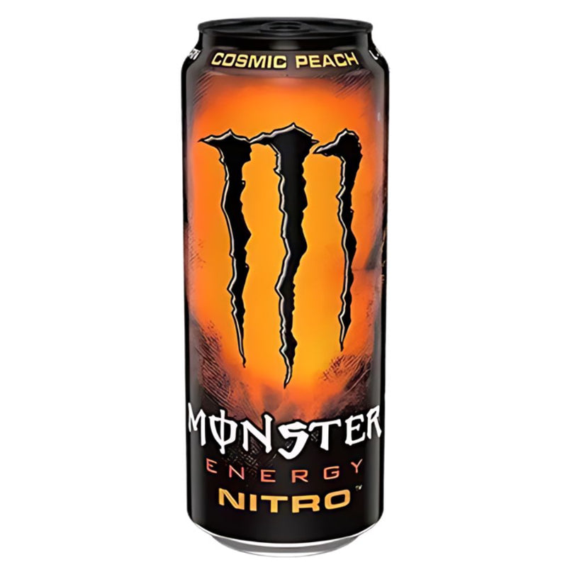 Lattina da 500ml di Monster Energy Nitro Cosmic Peach, energy drink alla pesca