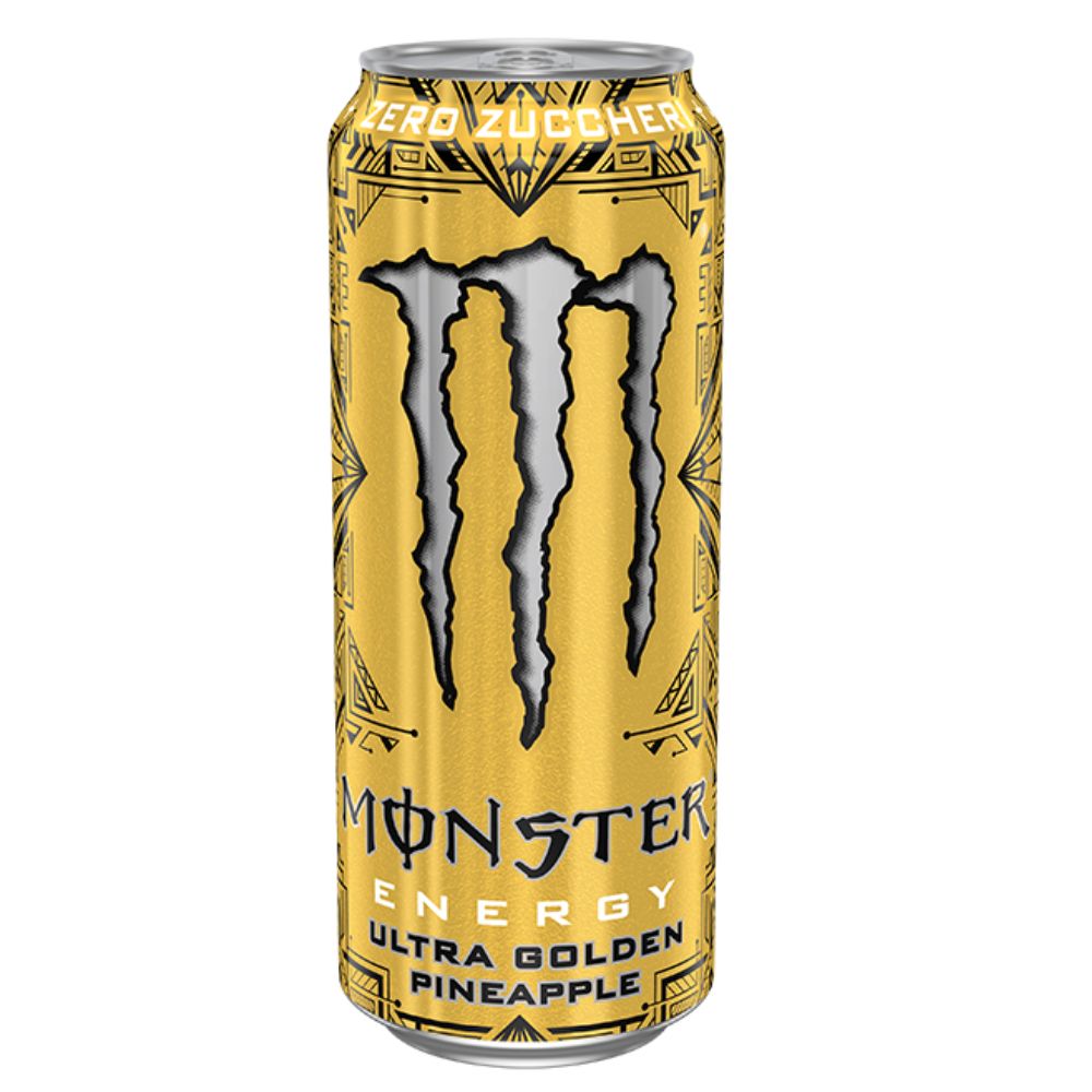 Confezione da 500ml di energy drink all'ananas Monster Ultra Gold