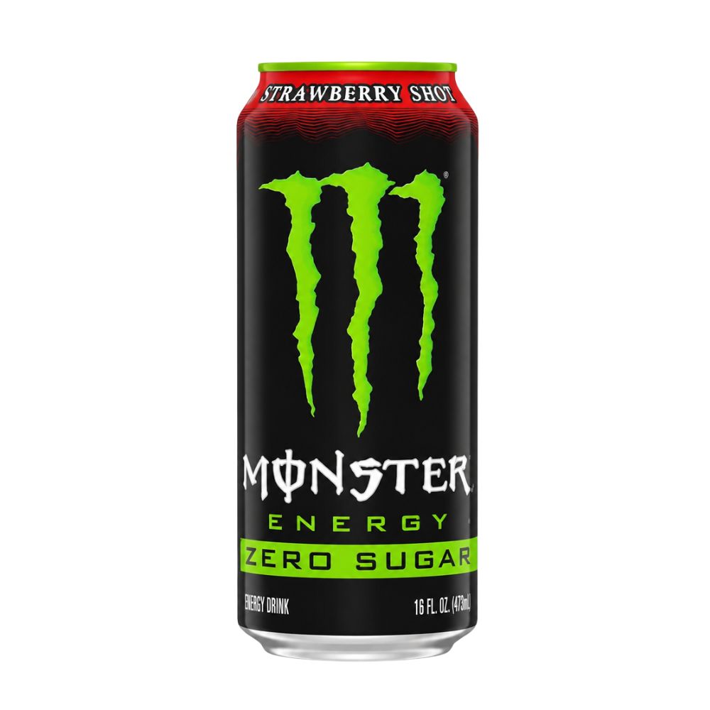 Monster Energy Strawberry Shot Zero Sugar, bevanda energetica al gusto di fragola da 473ml