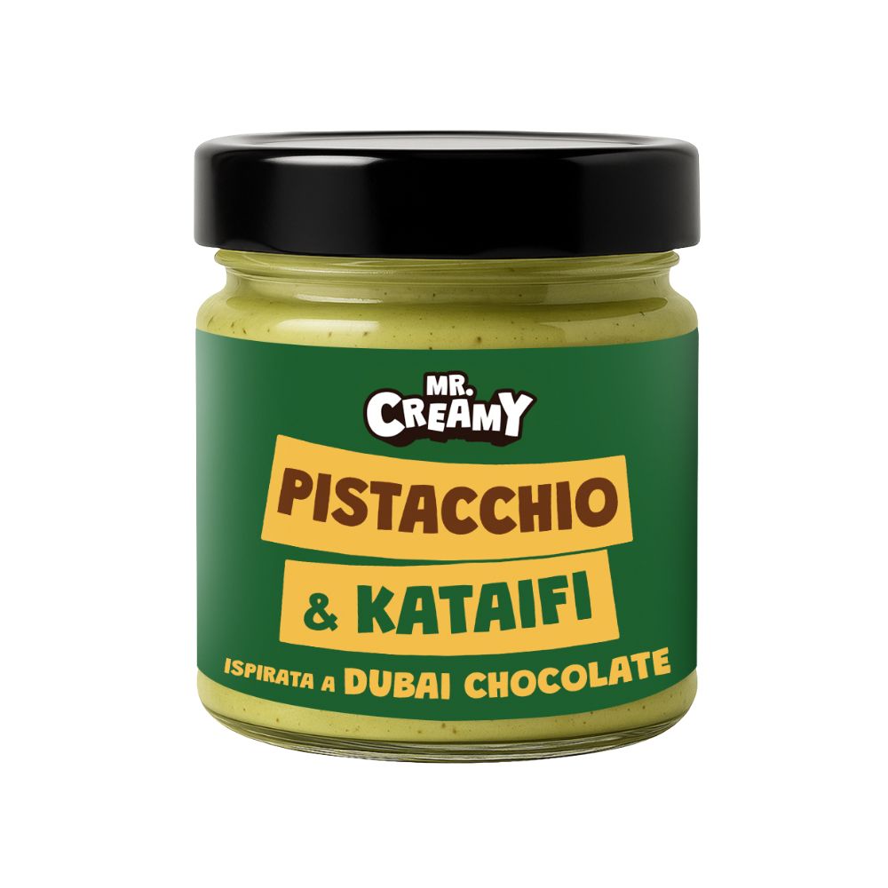 Confezione da 200g di crema spalmabile pistacchio e kataifi Mr. Creamy.