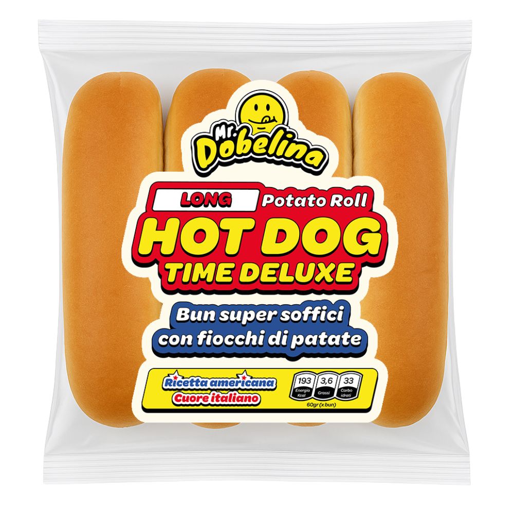 Hot Dog Potato Roll, 4 bun di patate per hot dog da 60g