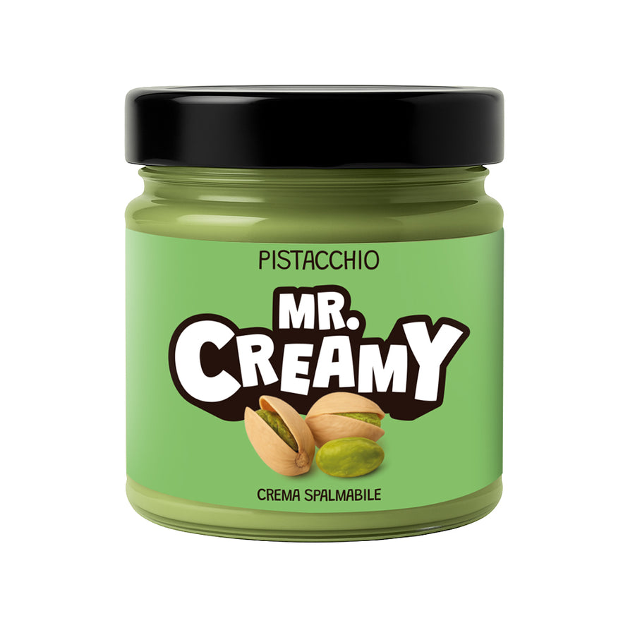 Confezione da 200g di crema spalmabile al pistacchio Mr. Creamy.