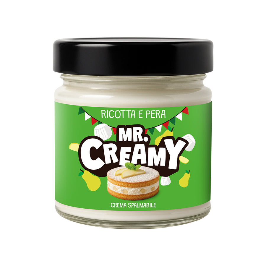 Confezione da 200g di crema spalmabile Mr Creamy al gusto di Ricotta e Pera