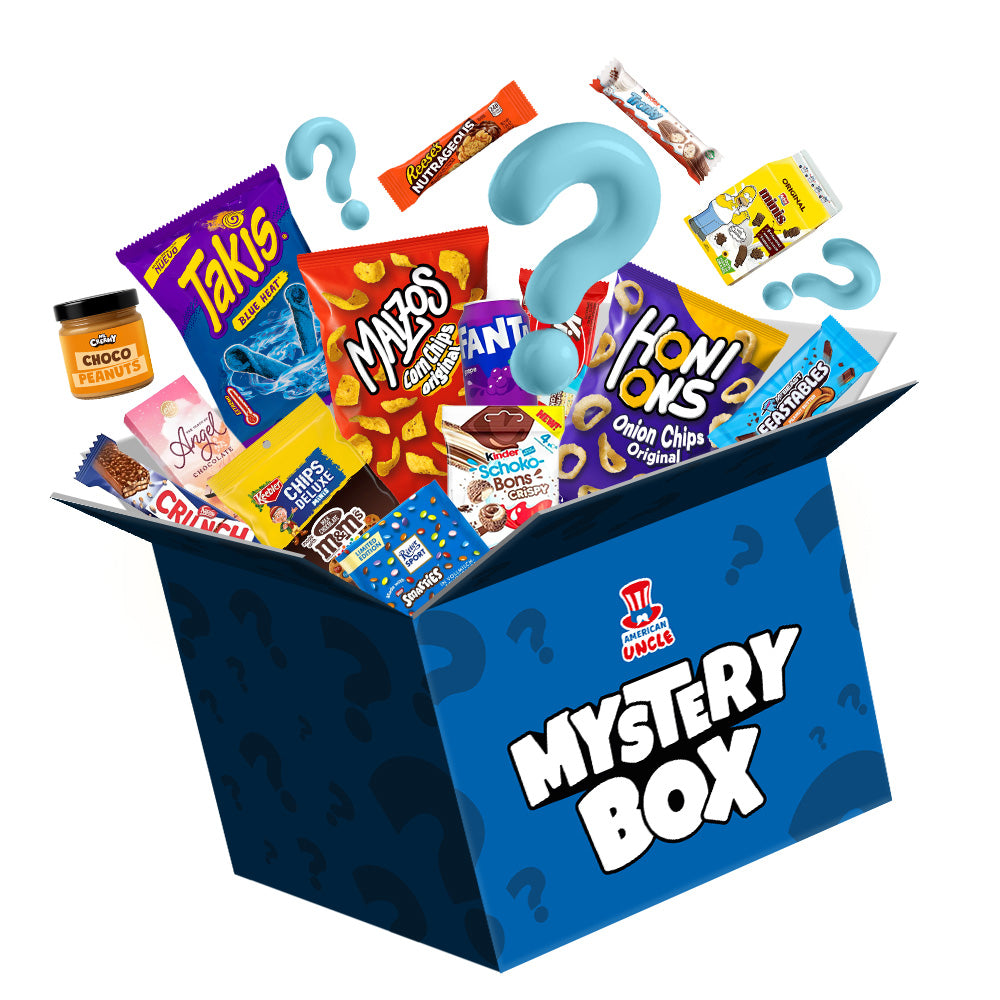 Mystery box XXL da 80 prodotti, scatola a sorpresa con snack dolci, salati e bevande da tutto il mondo