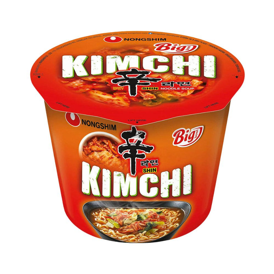 Nongshim Big Bowl Kimchi Shin Vegan, noodles al gusto di Kimchi da 112g