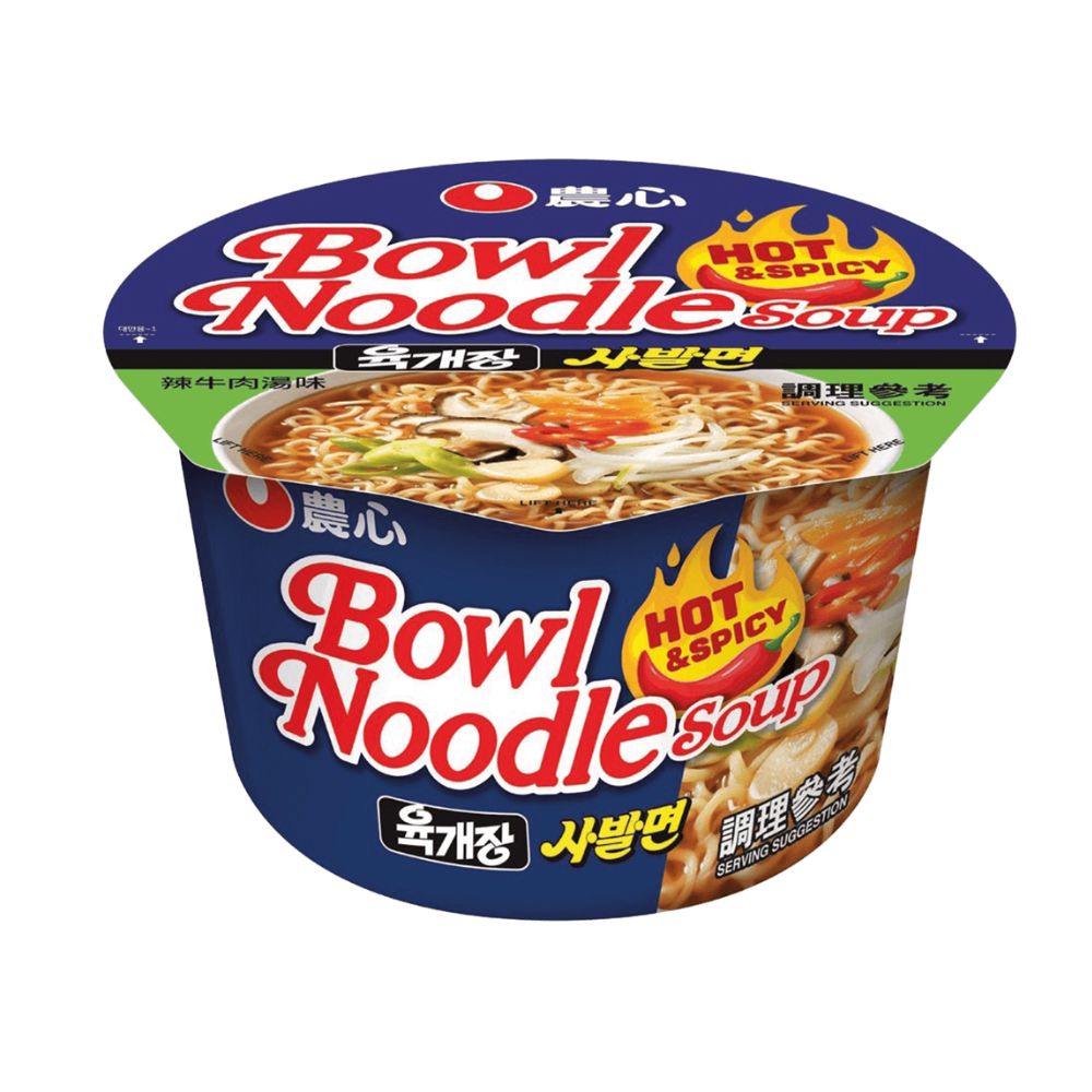 Nongshim Bowl Noodle Hot & Spicy, noodle piccanti da 100g