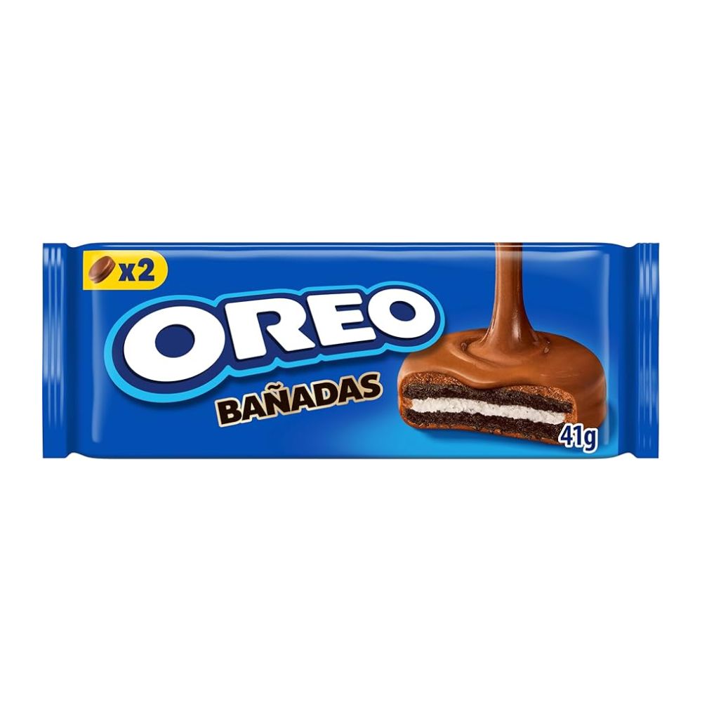 Oreo Bañadas, biscotti ripieni di crema al gusto vaniglia con copertura al gusto di cacao da 41g