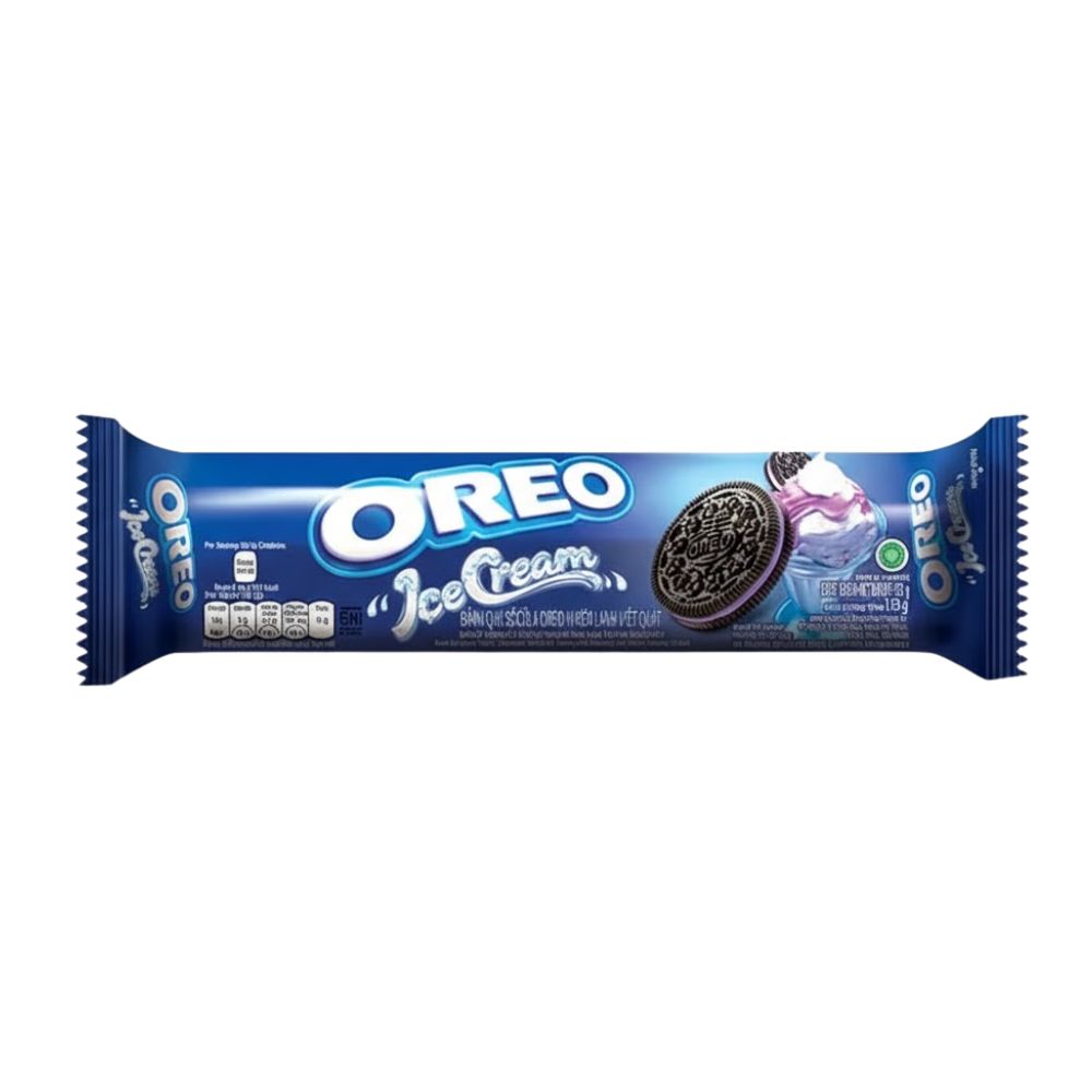Confezione da 110,4g, biscotti con crema al gusto di lampone Oreo.