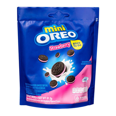 Confezione da 61,3 mini biscotti oreo con crema al gusto di fragola Oreo.