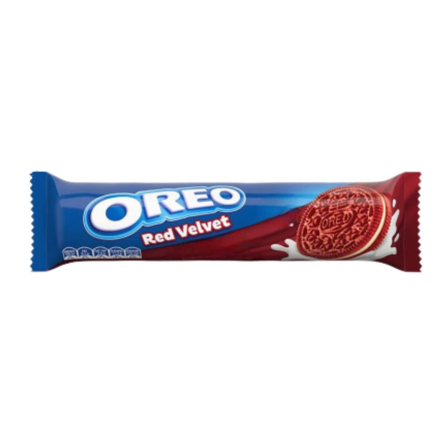 Confezione da 110,4g, biscotti al cacao ripieni di crema Oreo.