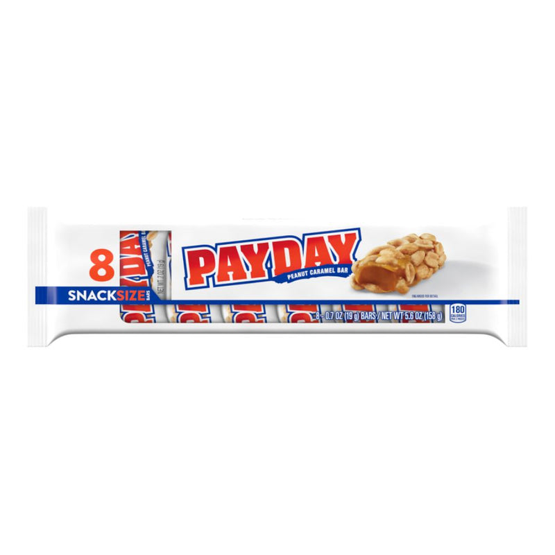 Confezione da 158g, 8 mini snack di arachidi e caramello Payday.