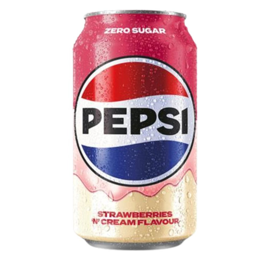 Confezione da 330ml, bevanda al gusto di fragola e vaniglia Pepsi.