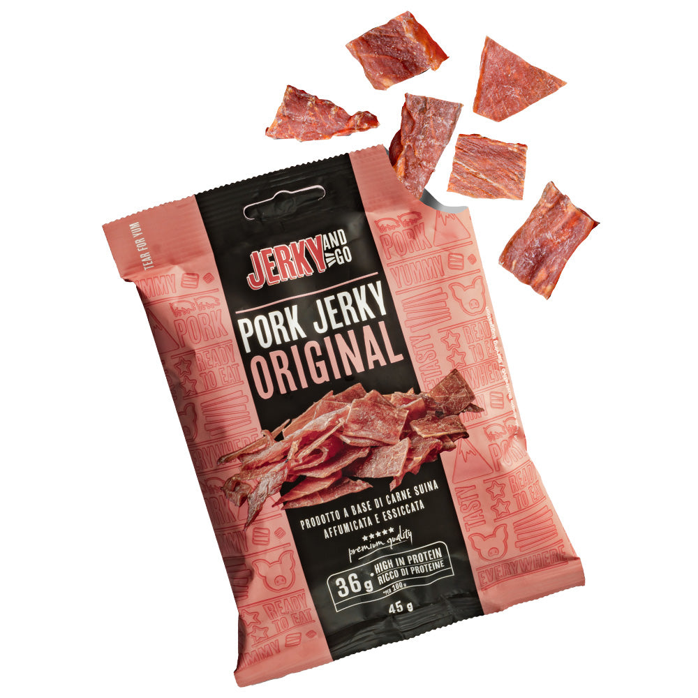 Jerky and Go Pork Jerky Original, carne secca di maiale da 45g