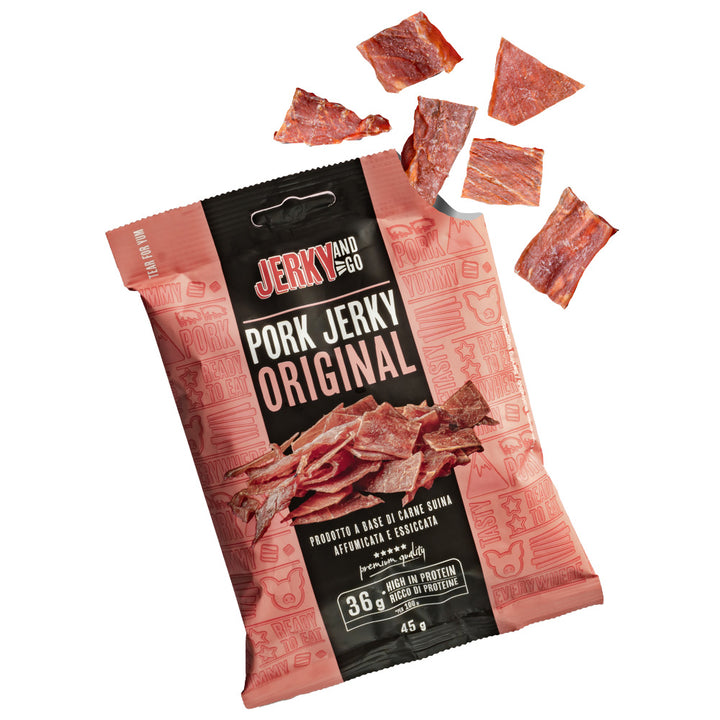 Jerky and Go Pork Jerky Original, carne secca di maiale da 45g