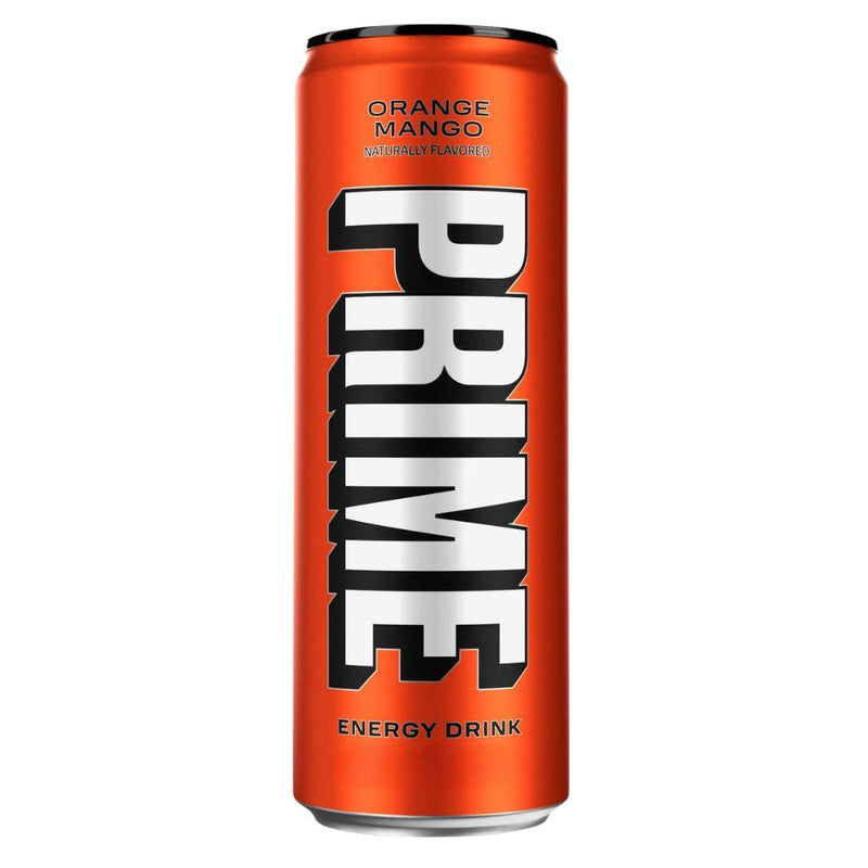 Confezione da 330ml di energy drinks al gusto di arancia e mango Prime.