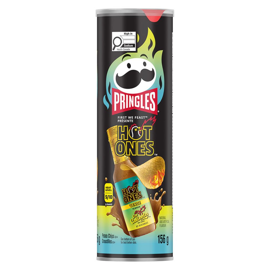 Pringles Hot Ones Los Calientes Barbacoa Verde, patatine piccanti al gusto di barbacoa da 156g