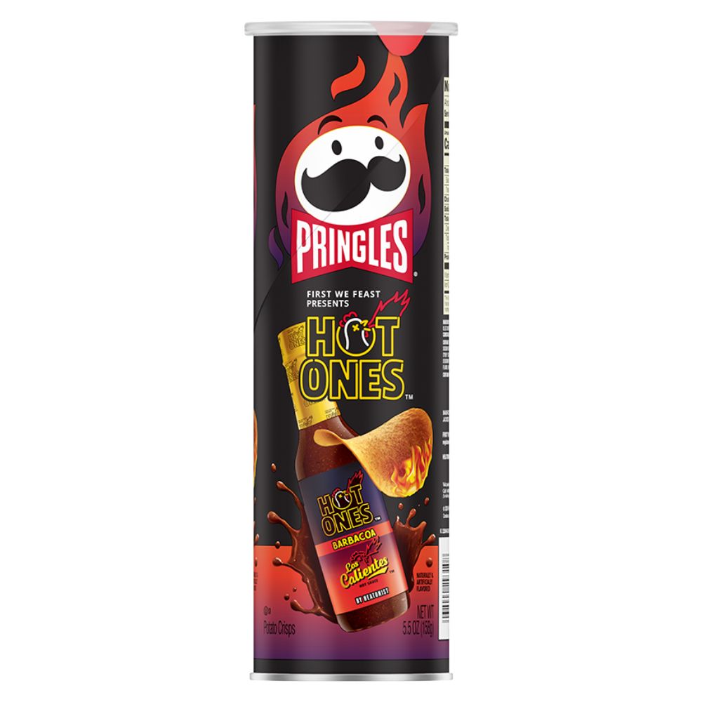 Pringles Hot Ones Los Calientes Barbacoa, patatine piccanti al gusto di barbacoa da 156g