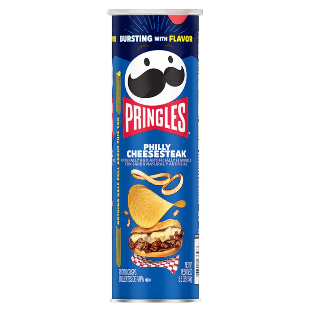 Pringles Philly Cheesesteak, patatine al gusto di carne e formaggio da 158g.