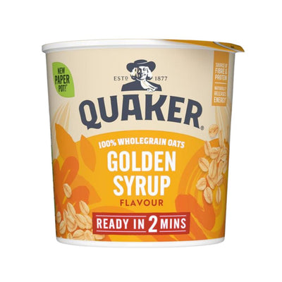 Confezione da 57g fiocchi d'avena al gusto di golden syrup Quaker.