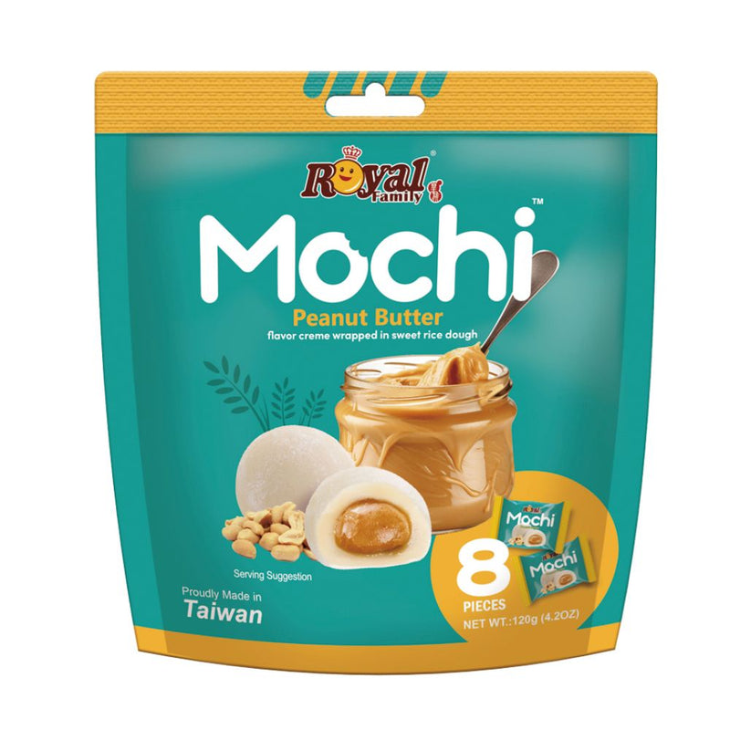 Confezione da 120g, mochi al gusto di burro di arachidi Royal Family.
