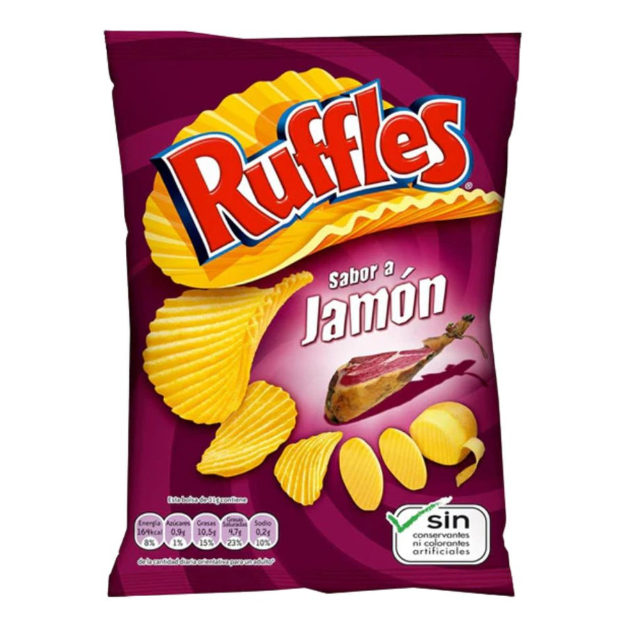 Ruffles Jamon, patatine al gusto di jamon da 150g.