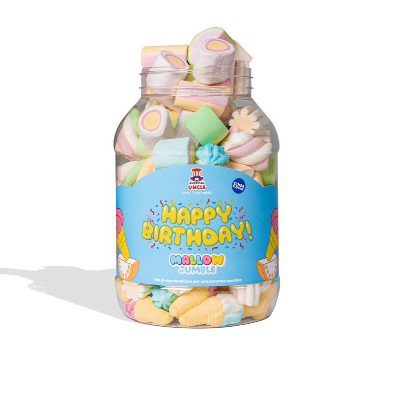 Mallow Jumble “Happy Birthday”, barattolo di marshmallow da comporre con i tuoi gusti preferiti