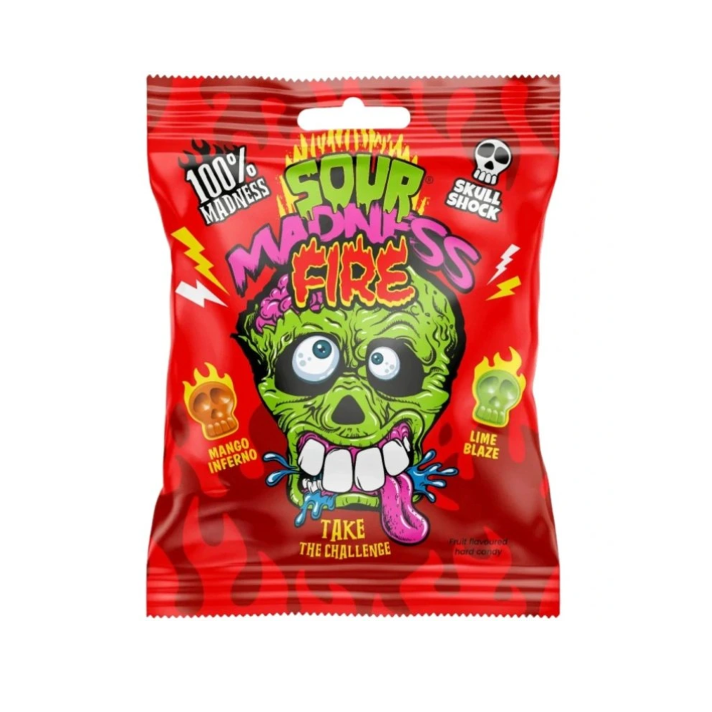 Sour Madness Fire, caramelle dure piccanti al gusto di mango e lime da 60gr