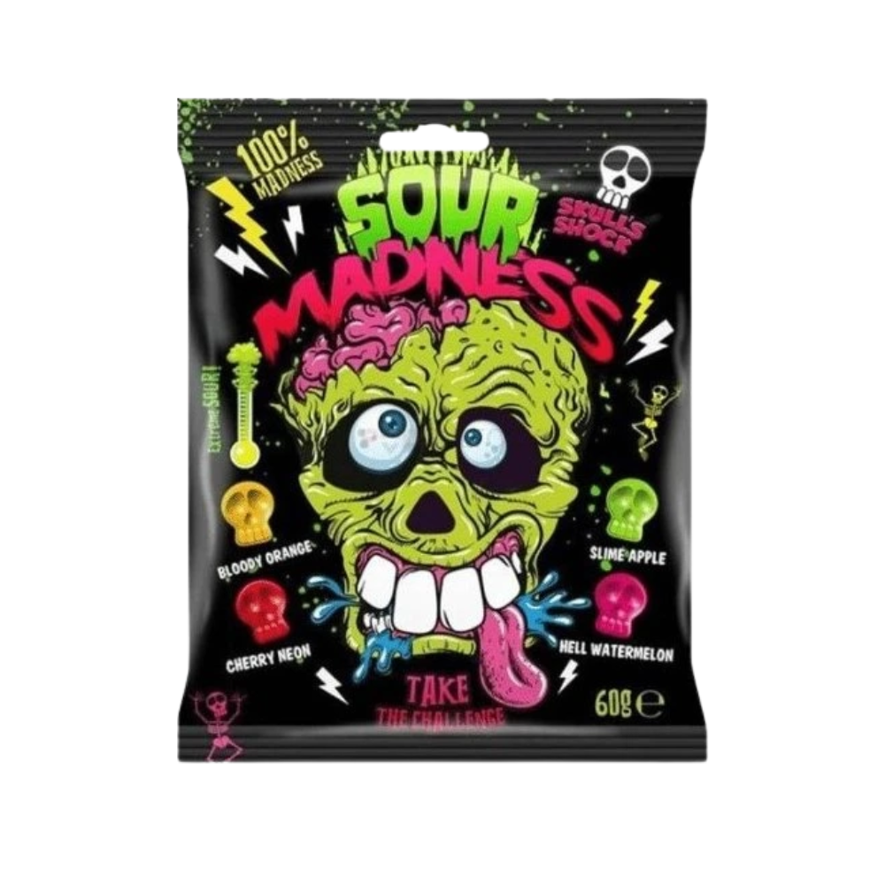 Sour Madness, caramelle dure al gusto di frutta sour da 60gr