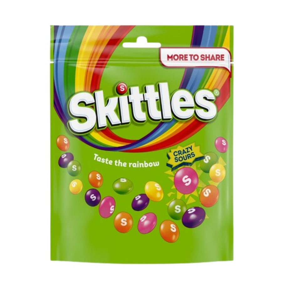 Skittles Crazy Sour Pouch, caramelle al gusto di frutta da 136g