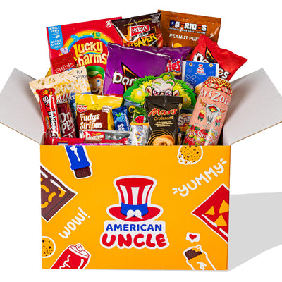 Snack box da almeno 90 prodotti internazionali: dolce, salato e bevande