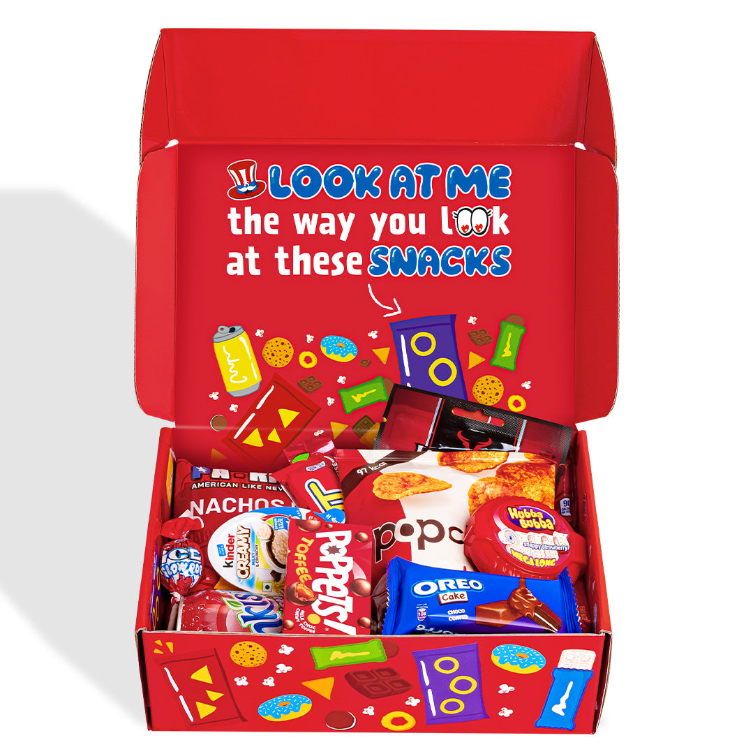 Snack Box "I love you", scatola a sorpresa da 20 snack dolci, salati e bevande