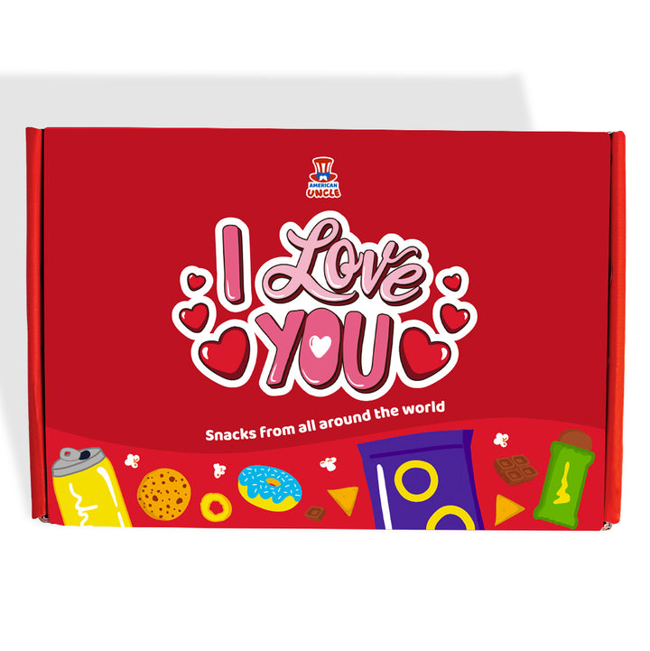 Snack Box "I love you", scatola a sorpresa da 20 snack dolci, salati e bevande