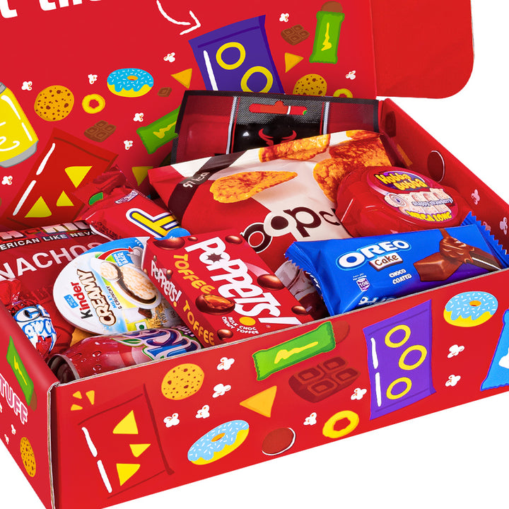 Snack Box "I love you", scatola a sorpresa da 20 snack dolci, salati e bevande