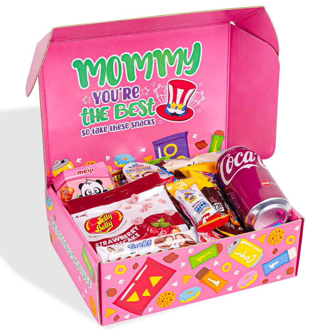 Snack box “Super Mommy”, scatola a sorpresa da 20 snack dolci, salati e bevande per la mamma