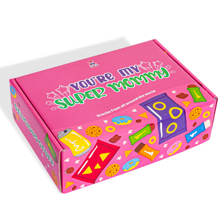 Snack box “Super Mommy”, scatola a sorpresa da 20 snack dolci, salati e bevande per la mamma