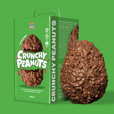 American Uncle Crunchy Peanuts Easter Egg, uovo di Pasqua di cioccolato al latte ricoperto di arachidi tostate salate da 600g