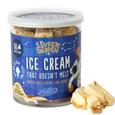 Confezione da 43g di gelato liofilizzato alla vaniglia con caramello e biscotti Super Garden Ice Cream Caramel and Cookies