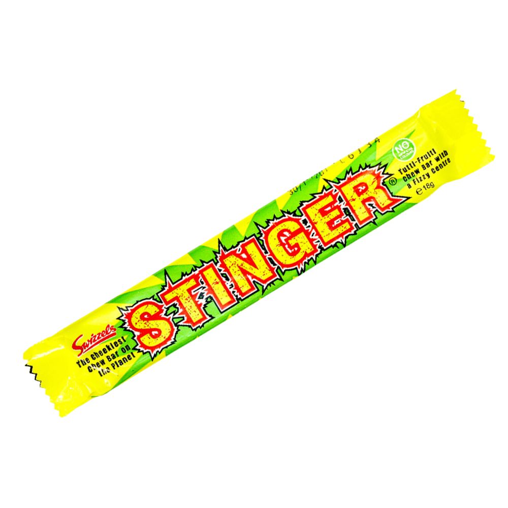 Swizzels Stinger Chew Bar Tutti Frutti, caramella gommosa al gusto di frutta da 18g