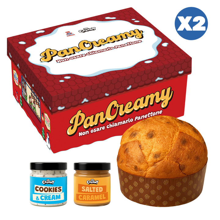 2x PanCreamy Caramel Chunky, Panettone artigianale da 900g + Mr.Creamy Cookies & Cream e Salted Caramel da 200 g