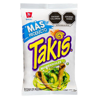 Confezione da 70g di tortillas al gusto di guacamole Takis.