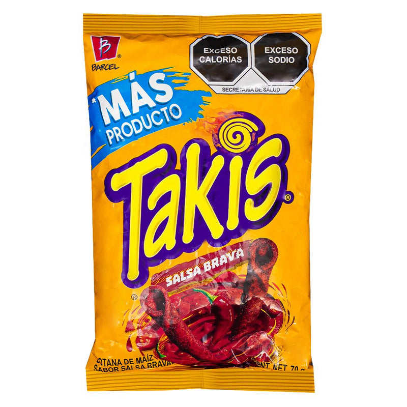 Confezione da 70g di tortillas al gusto di salsa brava Takis.