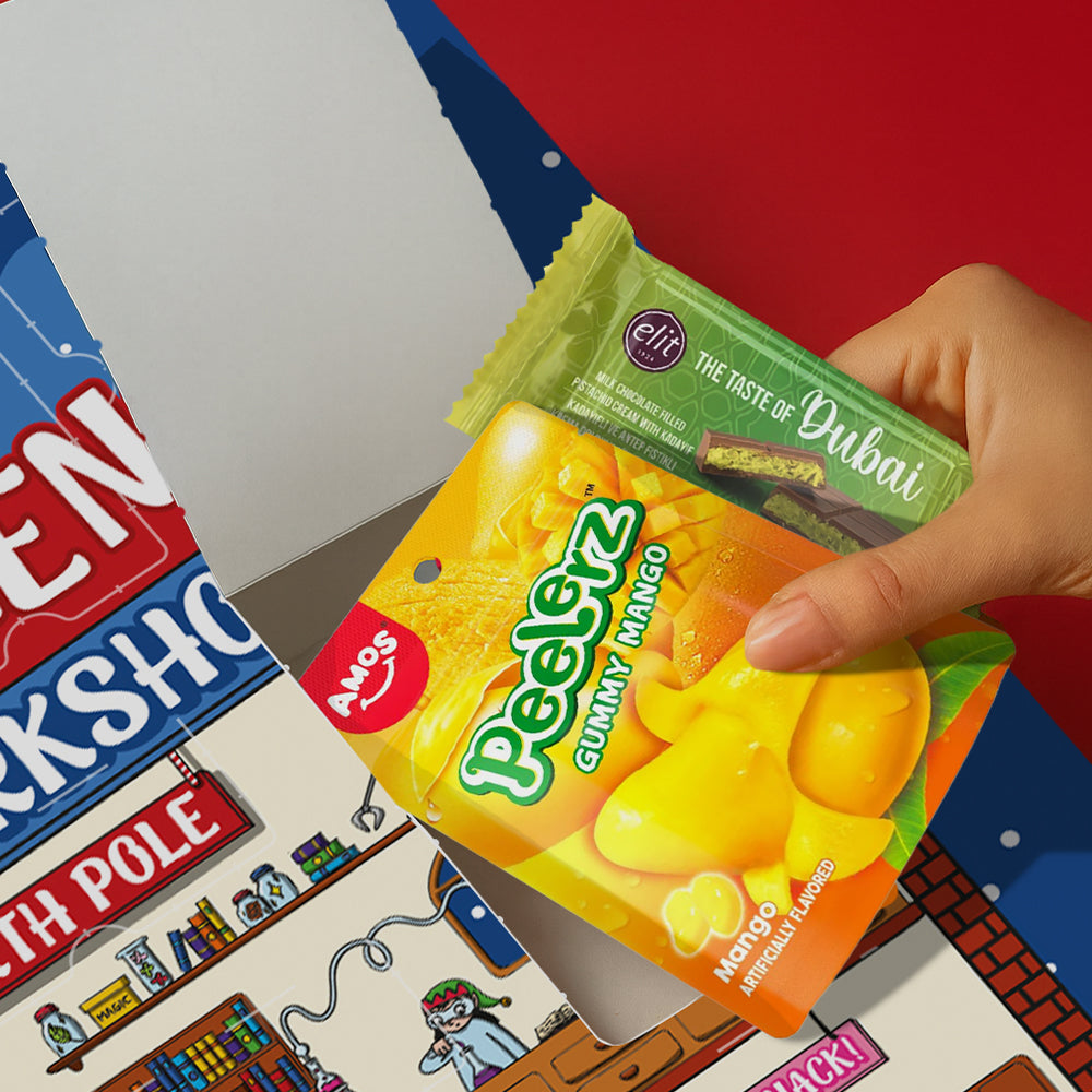 Calendario dell'Avvento con doppio snack in ogni casella