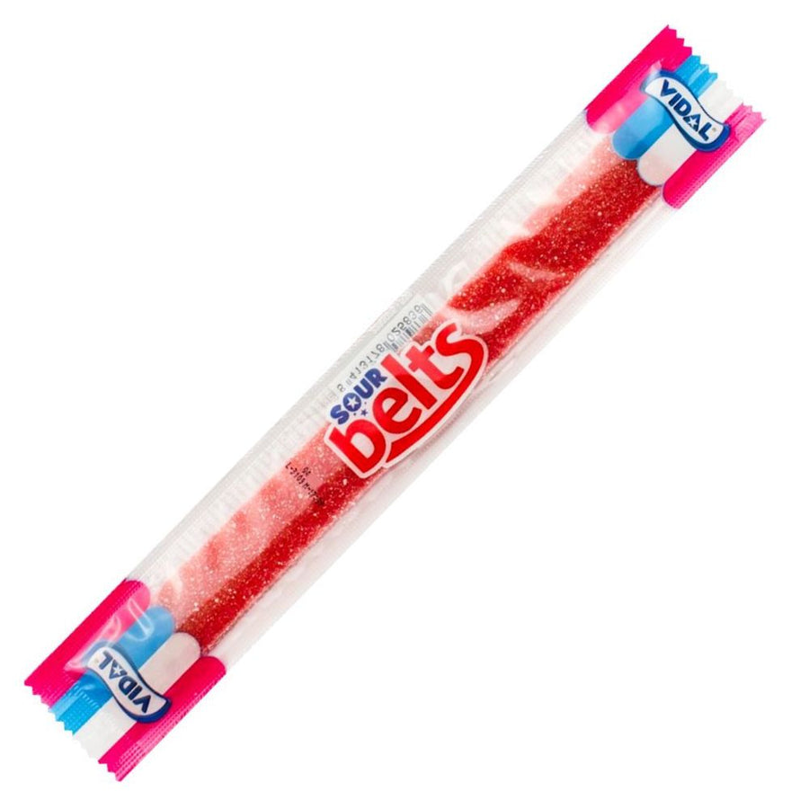 Confezione da 9g di caramelle aspre alla fragola Vidal Sour Belts