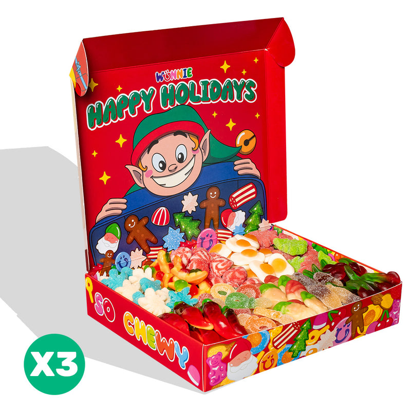 3x Wunnie box “Happy Holidays”, 3 scatole di caramelle gommose da comporre con i tuoi gusti preferiti