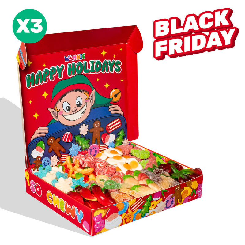 3x Wunnie box “Happy Holidays”, 3 scatole di caramelle gommose da comporre con i tuoi gusti preferiti