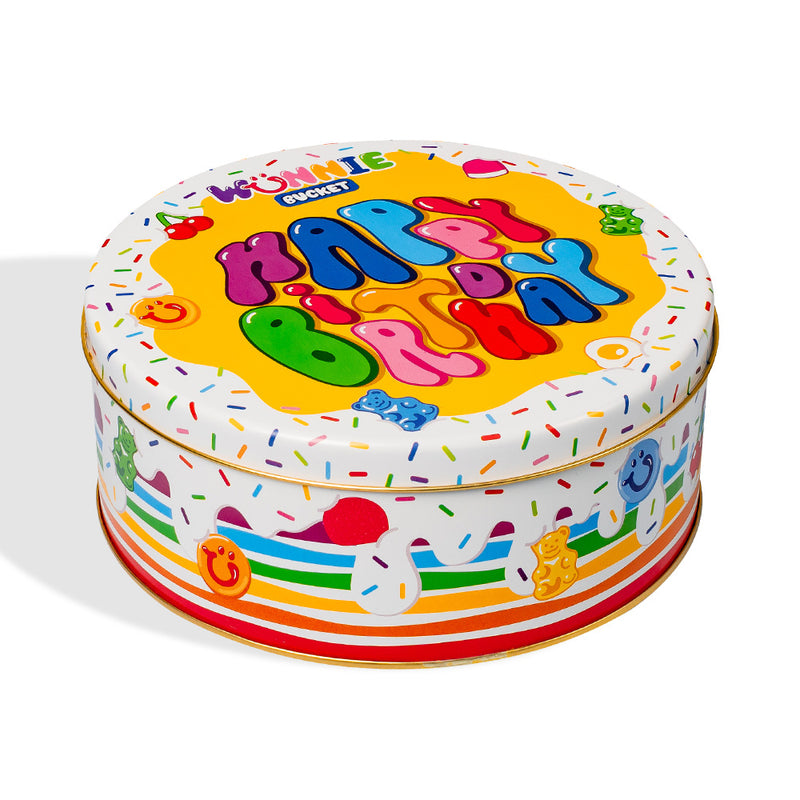 Wunnie Bucket “Happy Birthday”, latta di caramelle gommose da comporre con i gusti preferiti del festeggiato - 2 kg